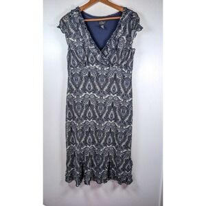 CDC Dress Size 14 Babydoll Midi Mesh Paisley Ruffle Fairy Cottagecore Whimsigoth